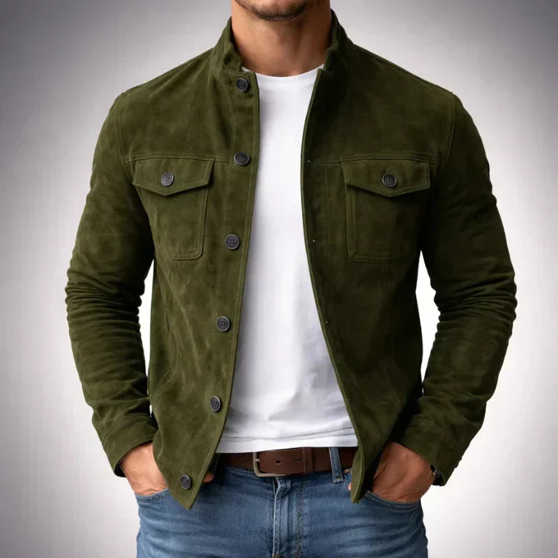 Men's button-down suede jacket