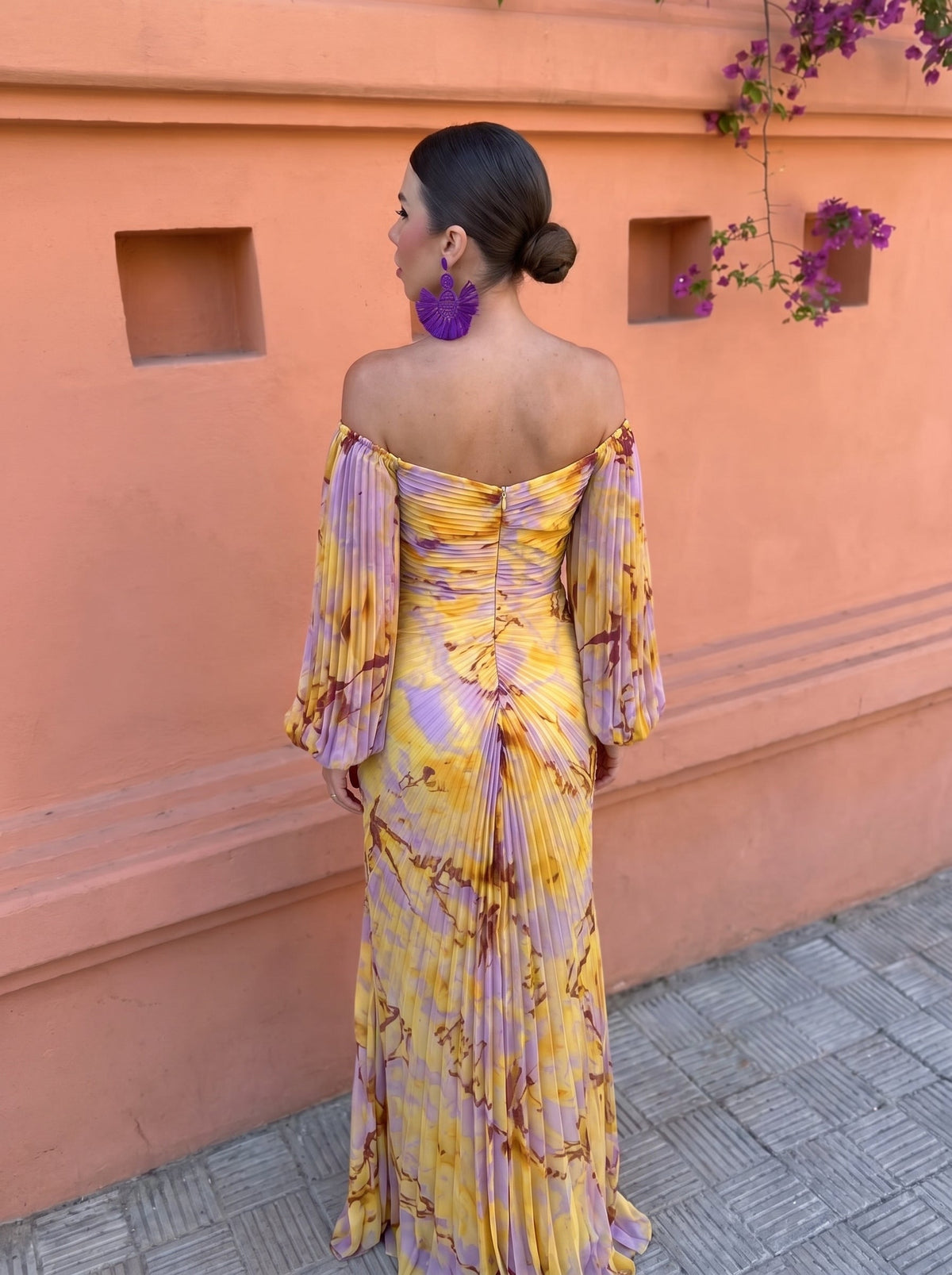 Gregoria™ - Long Floral Dress with Deep Neckline